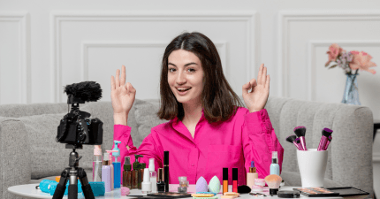 Lifestyle creator at home with camera